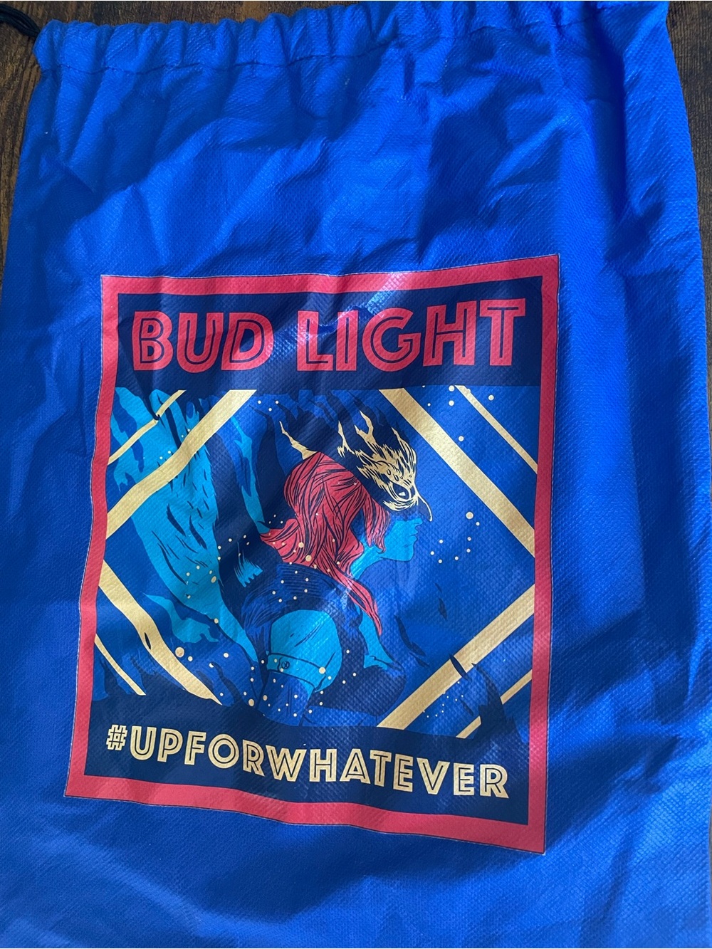 🔵 Bud Light #UpForWhatever Drawstring Backpack • Rare Promo 🔵 - Picture 3 of 7